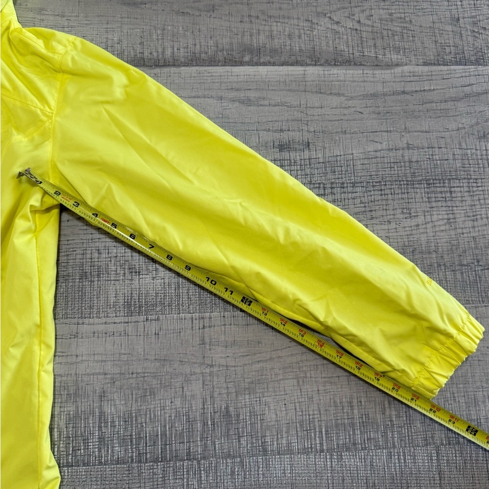 Eddie Bauer Bright Yellow WaterProof Hooded Rain Jacket Size Medium - Picture 12 of 14